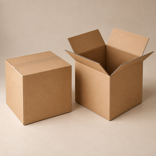 Illustrative AI concept of custom printed shipping boxes, blank and unbranded