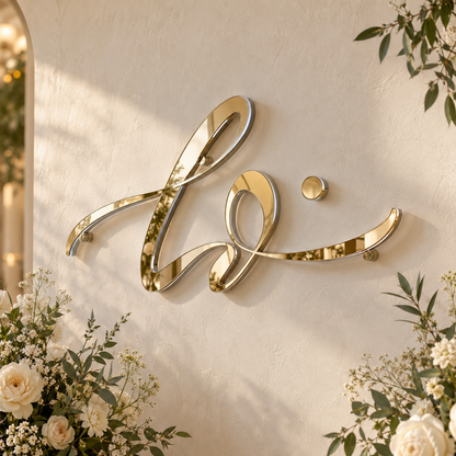 Custom Mirror Acrylic Wall Name & Logo shown in a styled use setting