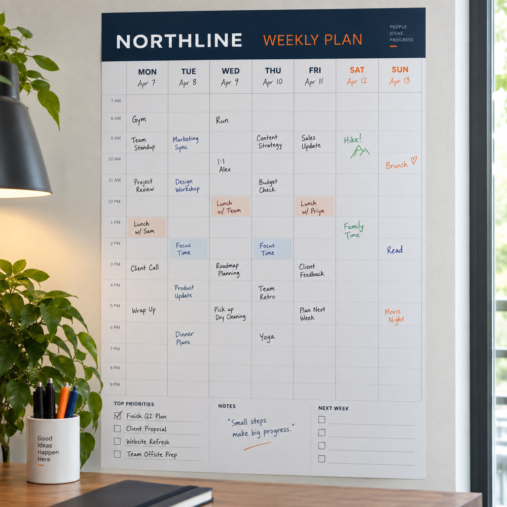 Illustrative Custom Dry-Erase Wall Graphic custom-design mockup; final specification confirmed before order acceptance.