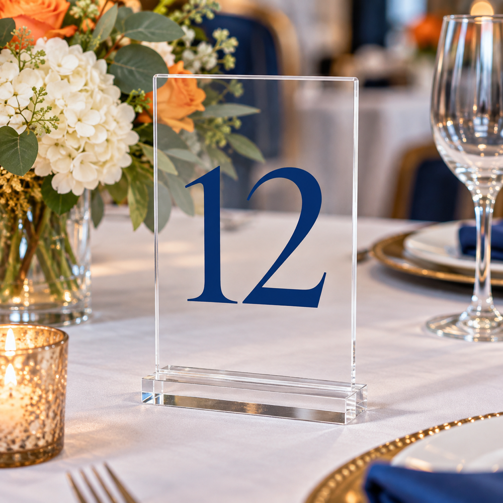 Illustrative Custom Acrylic Table Number custom-design mockup; final specification confirmed before order acceptance.