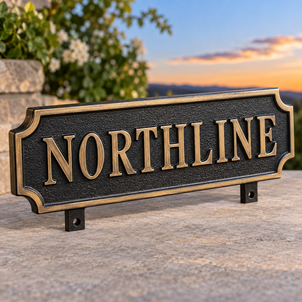Illustrative Two-Sided Personalized Mailbox Topper custom-design mockup; final specification confirmed before order acceptance.