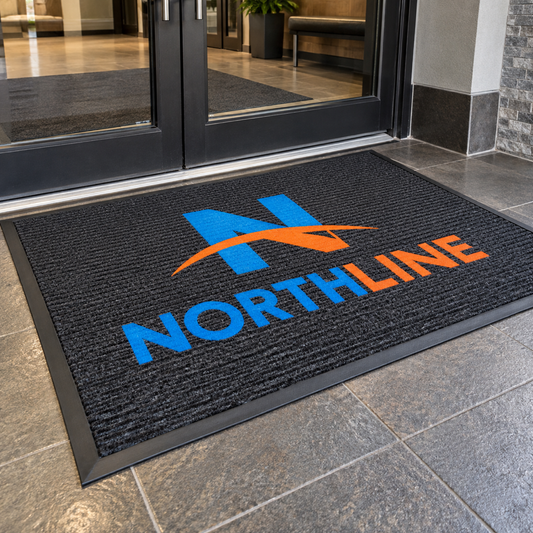 Illustrative Custom High-Definition Entrance Logo Mat custom-design mockup; final specification confirmed before order acceptance.