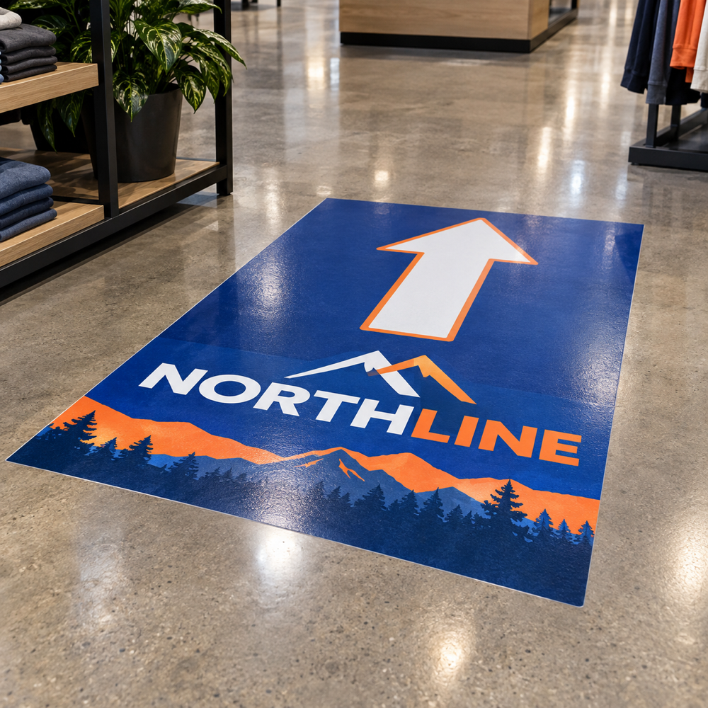 Illustrative Custom Vinyl Floor Decal custom-design mockup; final specification confirmed before order acceptance.