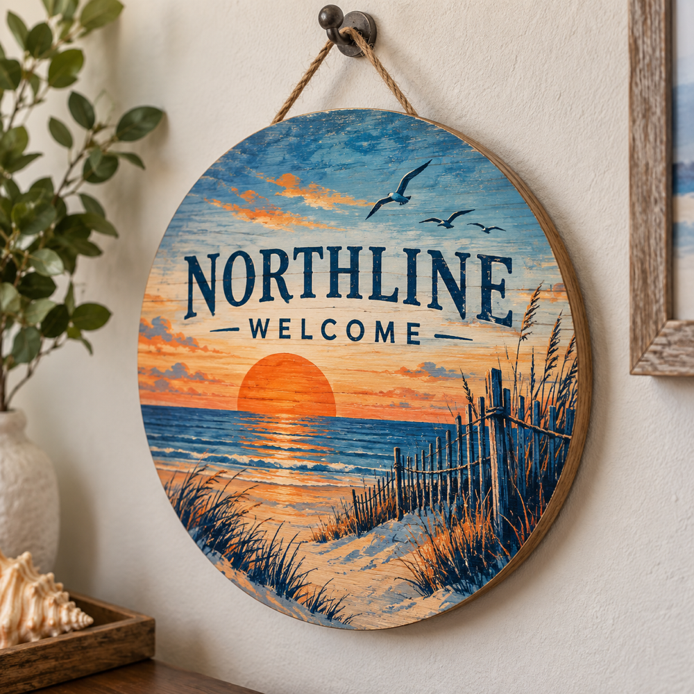Illustrative Custom Round Wood Sign custom-design mockup; final specification confirmed before order acceptance.
