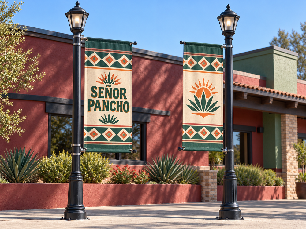 Señor Pancho custom street pole banner set concept