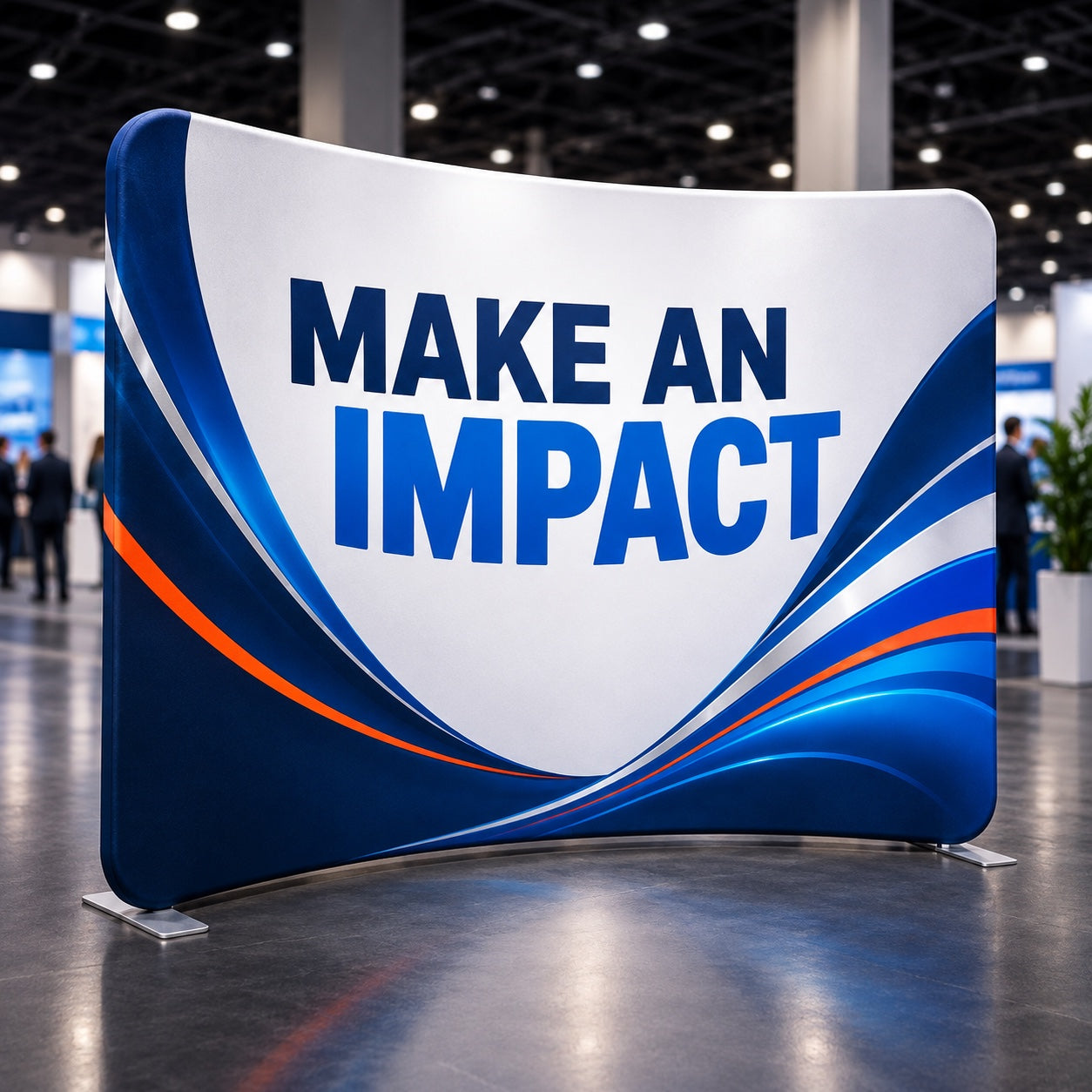 Custom tension fabric tube display printed with Make an Impact